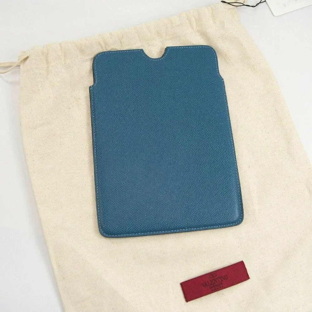 Valentino Garavani Blue Saffiano Leather Mini iPad - Picture 5 of 6